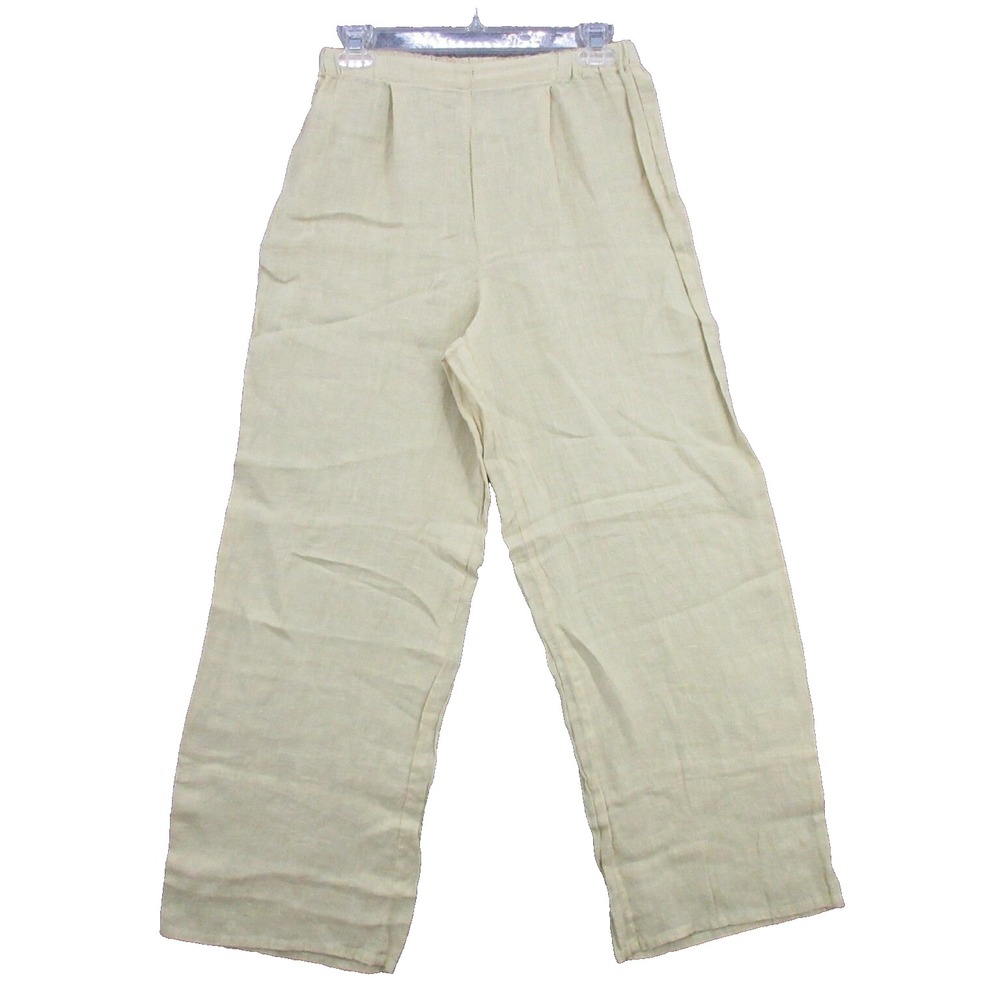 FLAX Designs Linen Pants XS Pull-On Elastic Waistband New